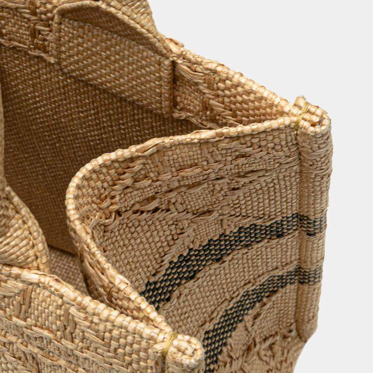 Pre Owned Dior Brown Small Raffia Cannage Book Tote