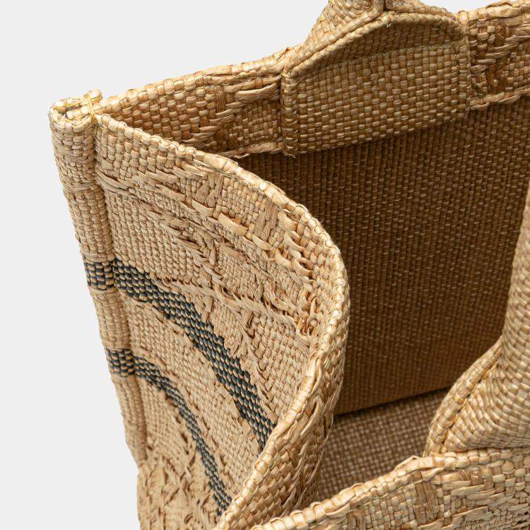 Pre Owned Dior Brown Small Raffia Cannage Book Tote