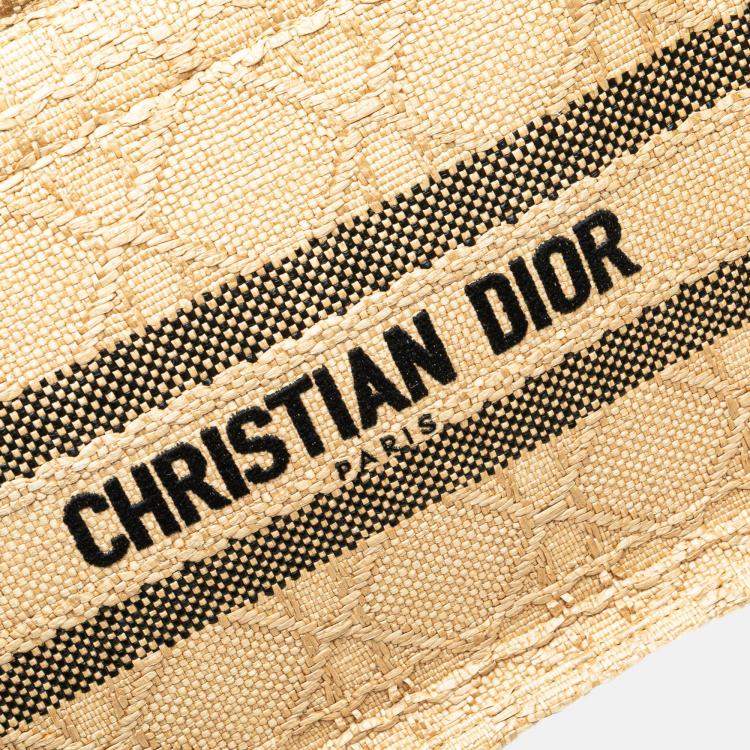 Pre Owned Dior Brown Small Raffia Cannage Book Tote