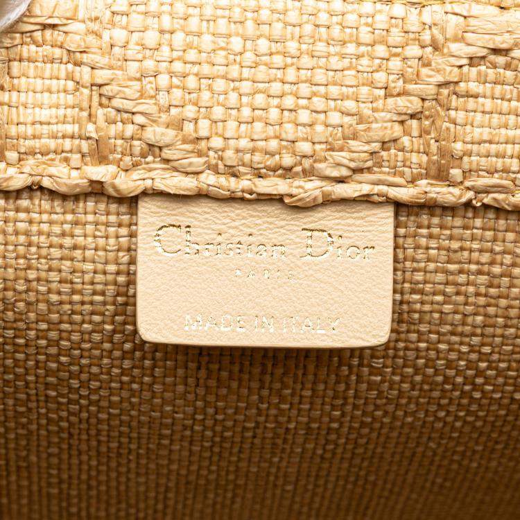 Pre Owned Dior Brown Small Raffia Cannage Book Tote