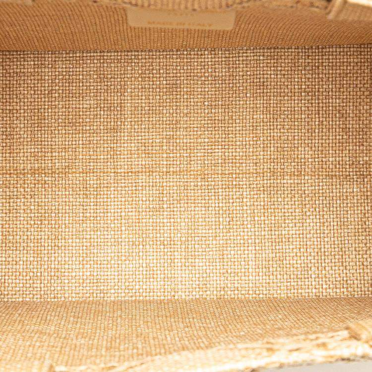 Pre Owned Dior Brown Small Raffia Cannage Book Tote