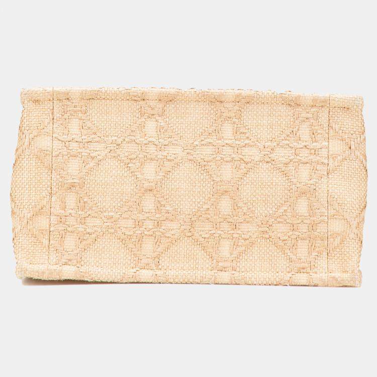 Pre Owned Dior Brown Small Raffia Cannage Book Tote