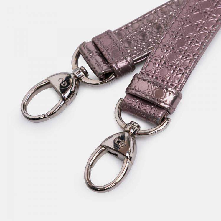 Pre Owned Dior Pink Medium Metallic Patent Microcannage Lady Dior