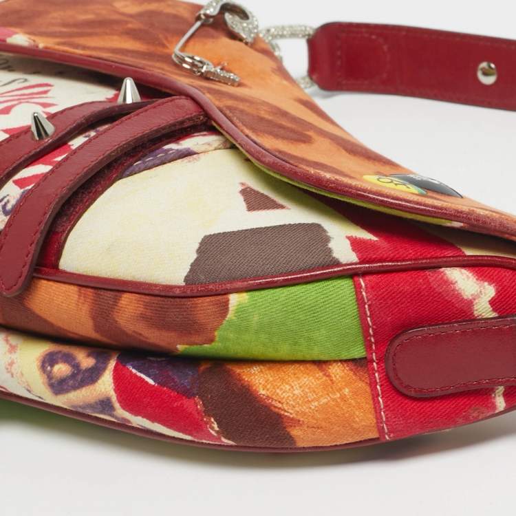 Pre Owned Dior Multicolor Fabric Limited Edition 0706 Saddle Bag