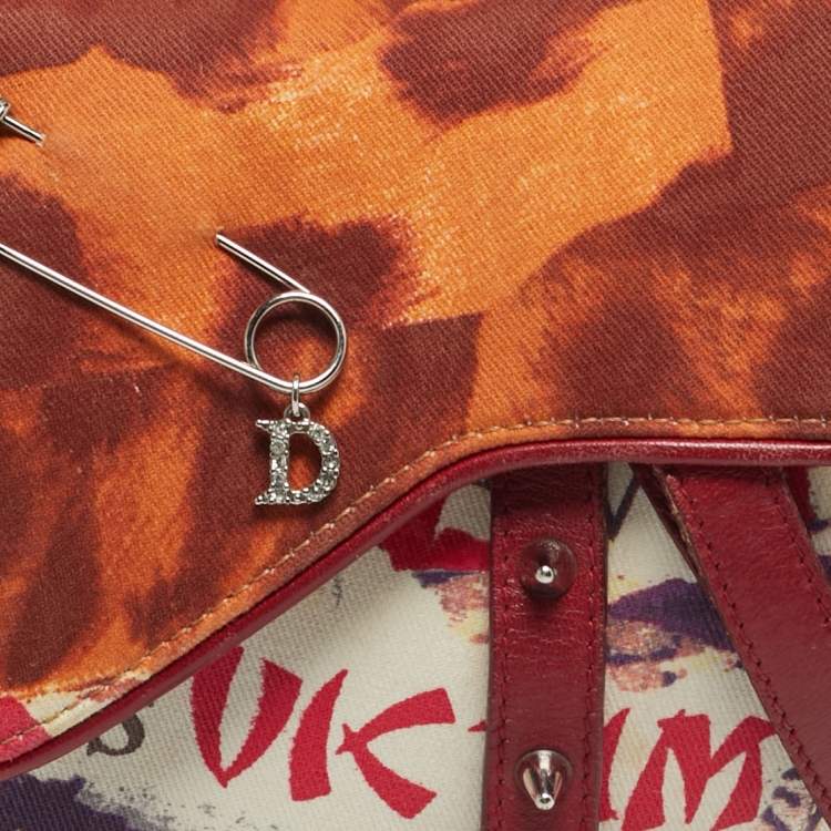 Pre Owned Dior Multicolor Fabric Limited Edition 0706 Saddle Bag