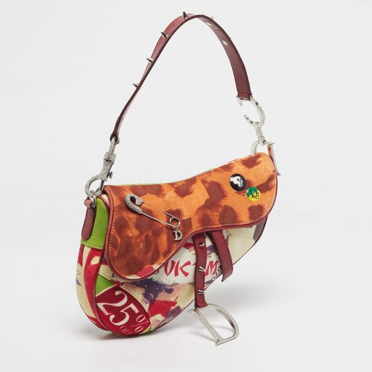 Pre Owned Dior Multicolor Fabric Limited Edition 0706 Saddle Bag