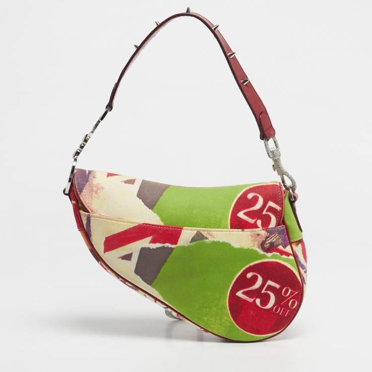 Pre Owned Dior Multicolor Fabric Limited Edition 0706 Saddle Bag