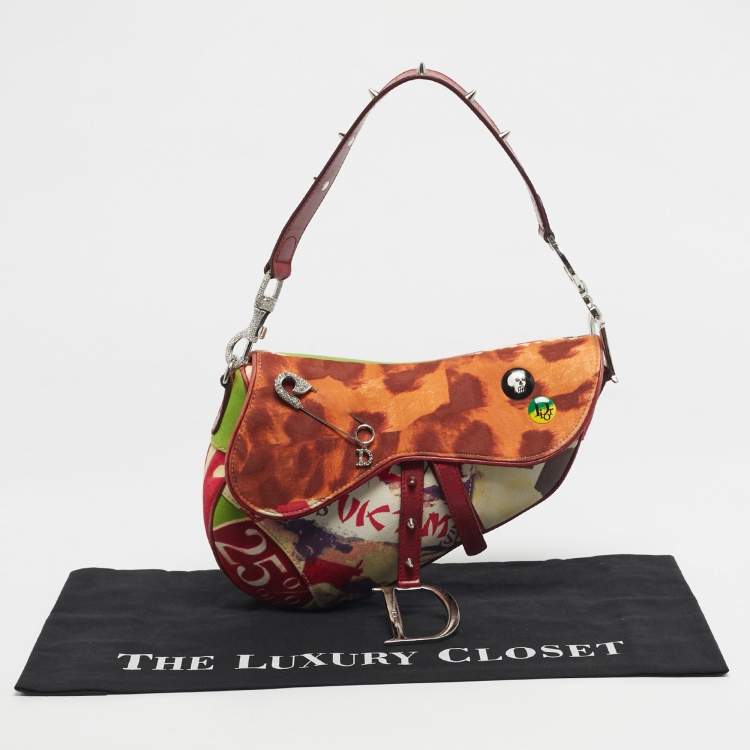 Pre Owned Dior Multicolor Fabric Limited Edition 0706 Saddle Bag