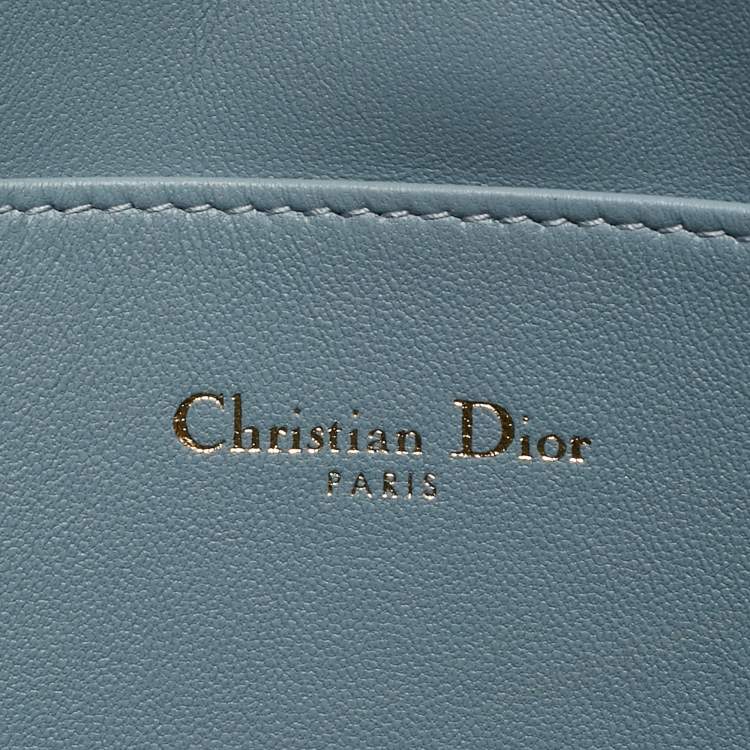 Pre Owned Dior Cloud Bue Cannage Leather Large Caro Daily Pouch