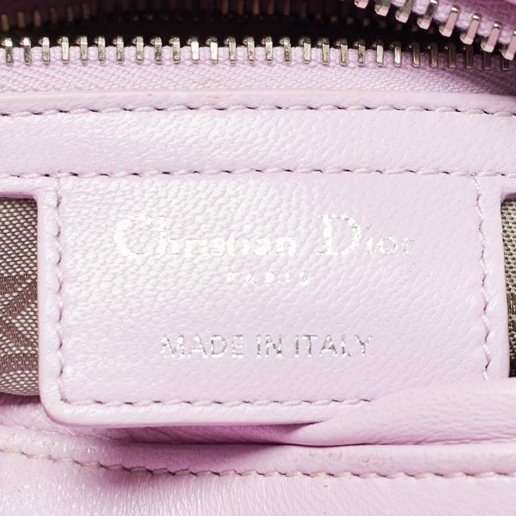Pre Owned Dior Lilac Cannage Leather Medium Lady Dior Tote