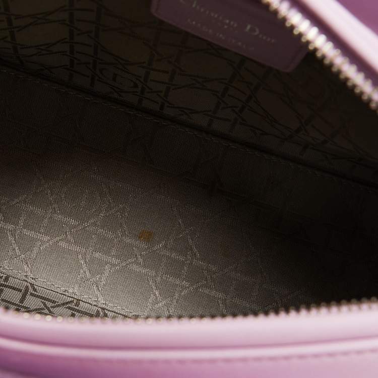 Pre Owned Dior Lilac Cannage Leather Medium Lady Dior Tote