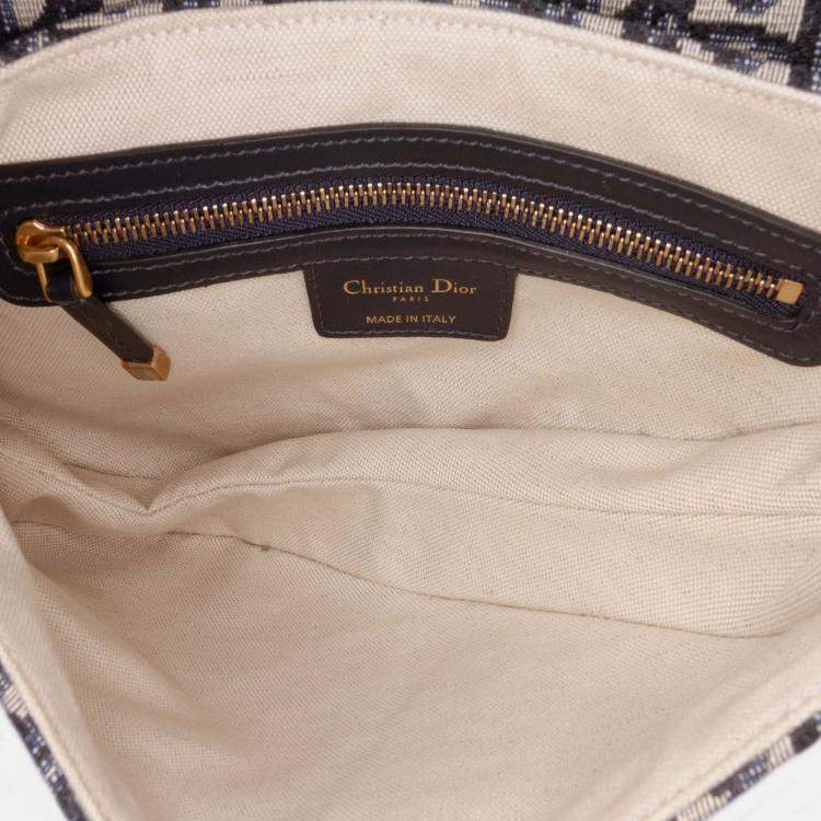 Pre Owned Dior Blue Oblique Canvas Saddle Bag