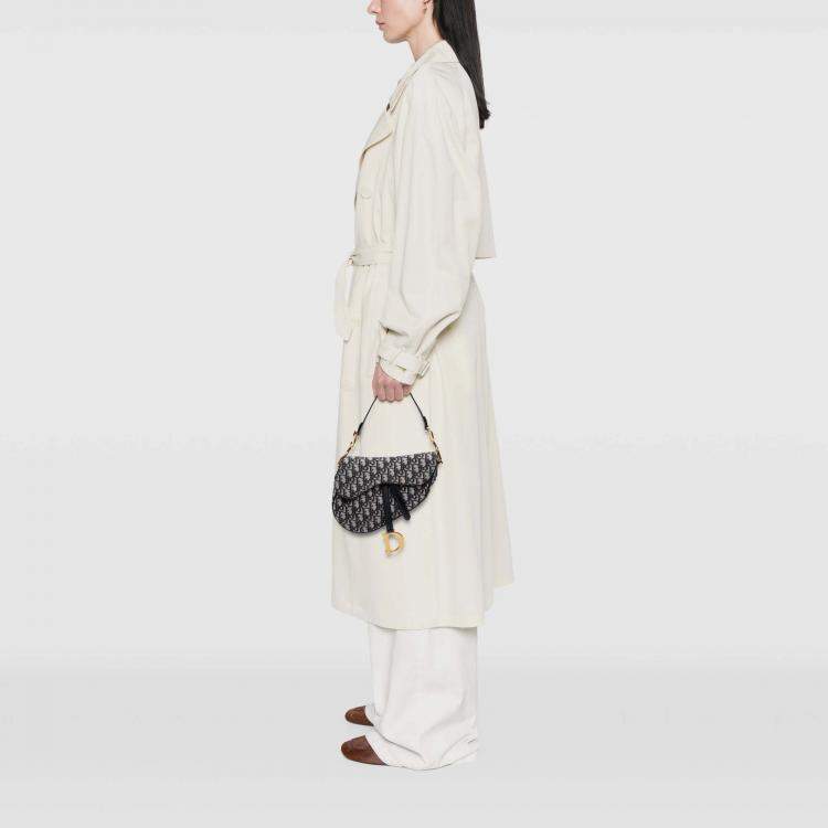 Pre Owned Dior Blue Oblique Canvas Saddle Bag