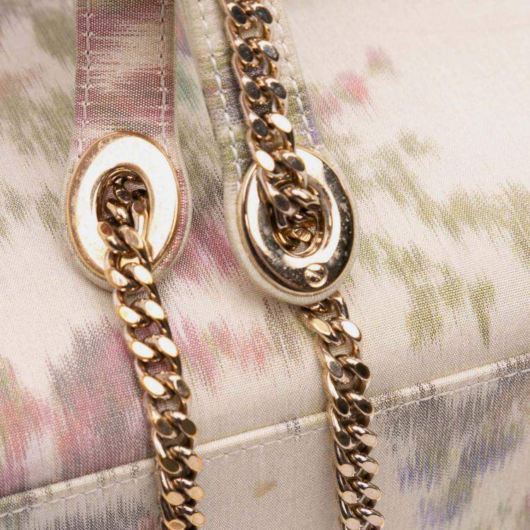 Pre Owned Dior White Mini Satin Floral Crystal Lady Dior