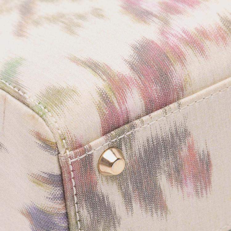 Pre Owned Dior White Mini Satin Floral Crystal Lady Dior