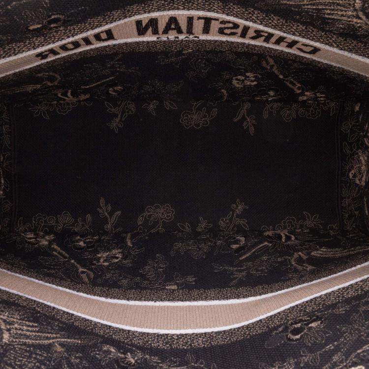 Pre Owned Dior Black Large Canvas Embroidered Jardin d'Hiver Book Tote