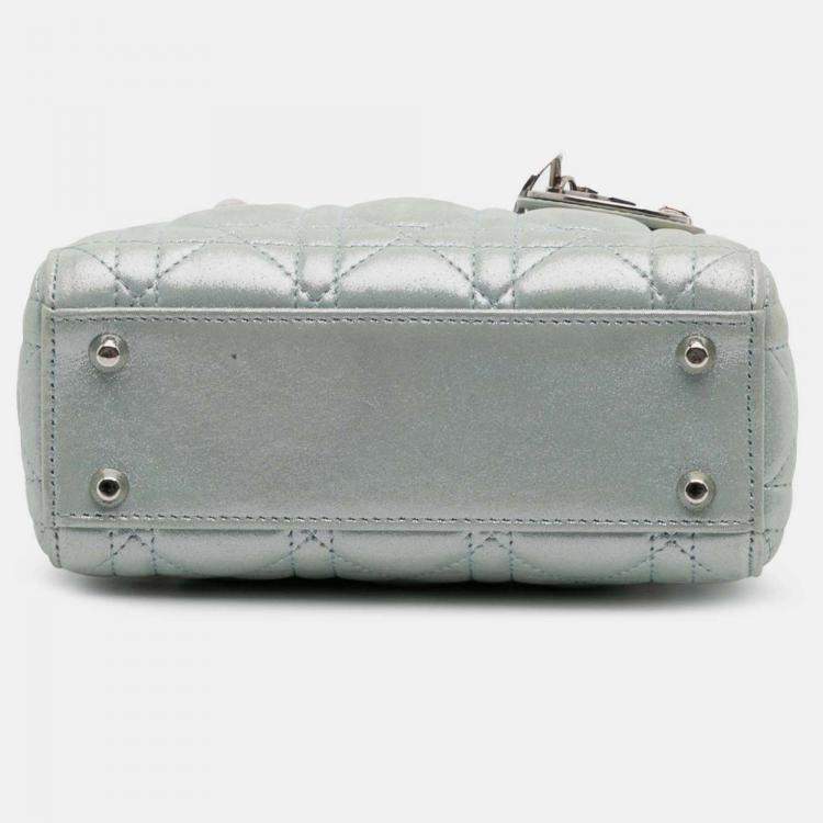 Pre Owned Mini Iridescent Lambskin Cannage Lady Dior