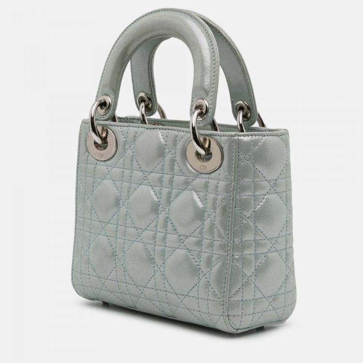 Pre Owned Mini Iridescent Lambskin Cannage Lady Dior