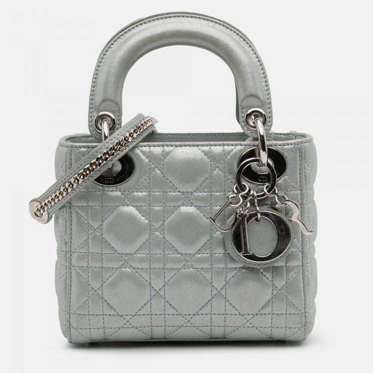 Pre Owned Mini Iridescent Lambskin Cannage Lady Dior