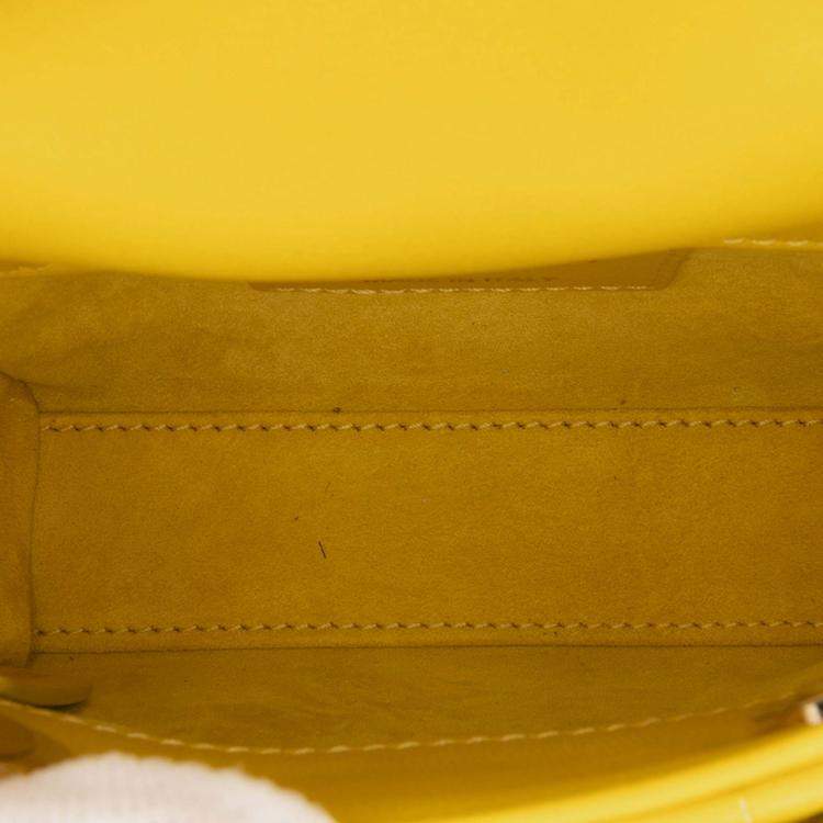 Pre Owned Dior Yellow Micro Lambskin Cannage Lady Dior