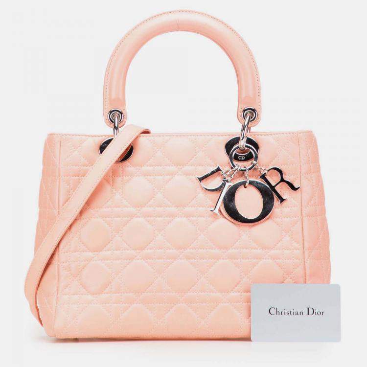 Pre Owned Dior Pink Medium Lambskin Cannage Lady Dior