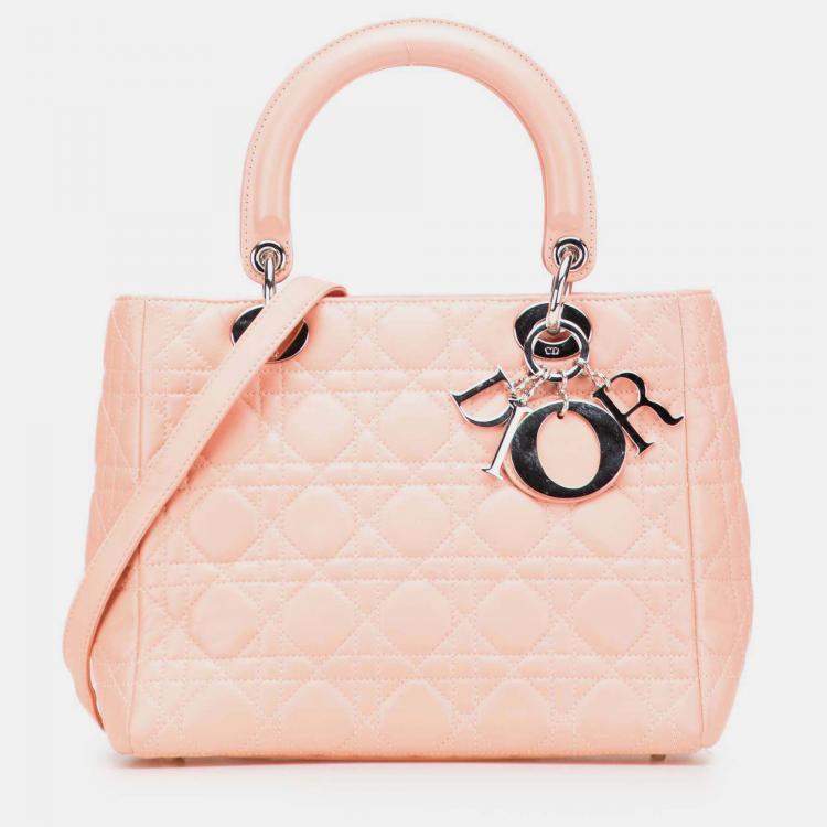 Pre Owned Dior Pink Medium Lambskin Cannage Lady Dior