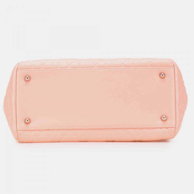 Pre Owned Dior Pink Medium Lambskin Cannage Lady Dior