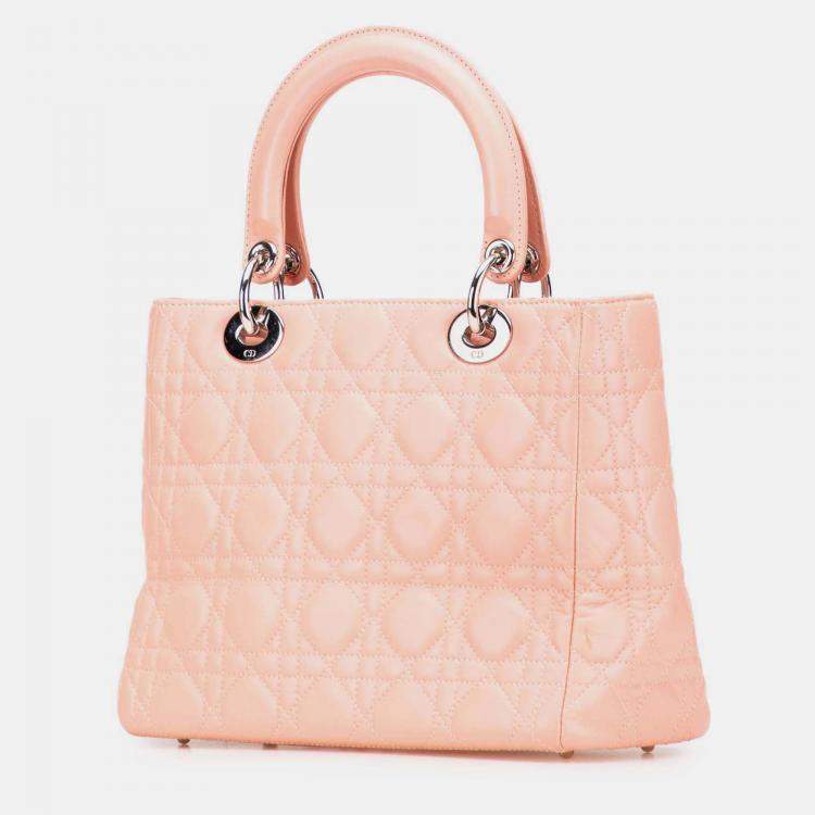Pre Owned Dior Pink Medium Lambskin Cannage Lady Dior