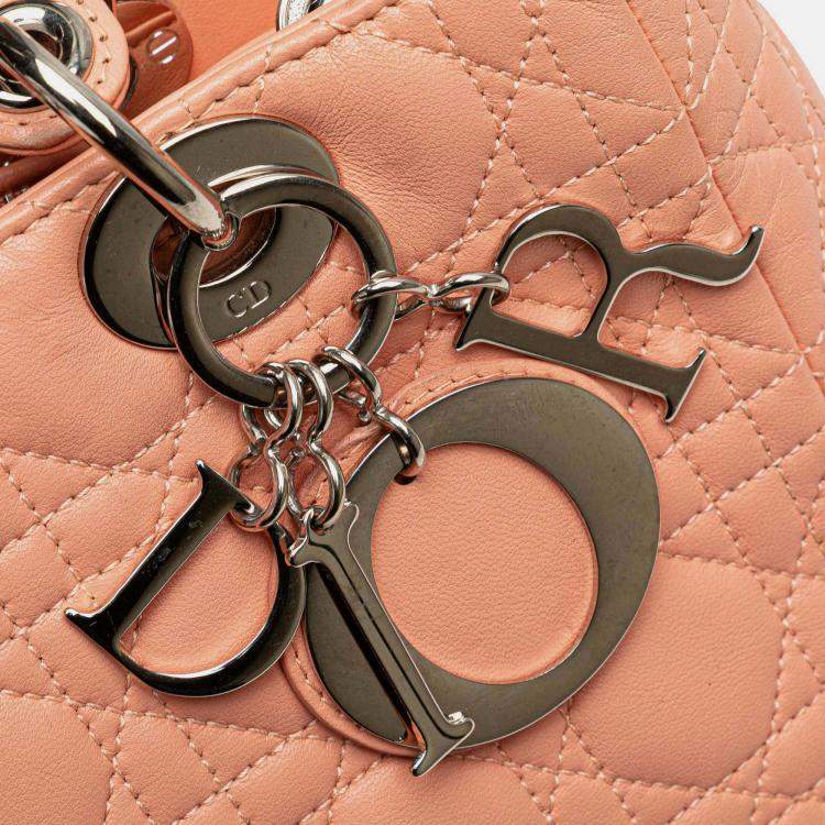 Pre Owned Dior Pink Medium Lambskin Cannage Lady Dior