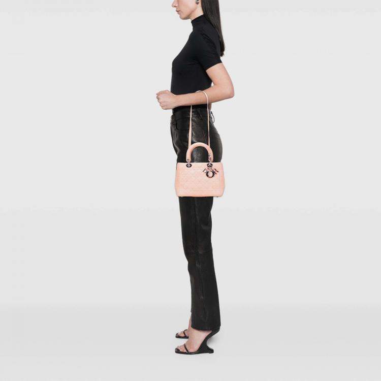 Pre Owned Dior Pink Medium Lambskin Cannage Lady Dior