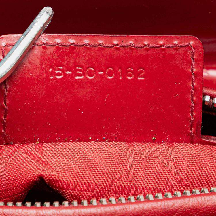 Pre Owned Dior Red Medium Patent Cannage Lady Dior