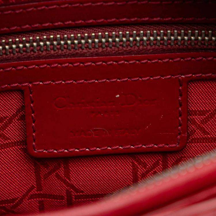 Pre Owned Dior Red Medium Patent Cannage Lady Dior