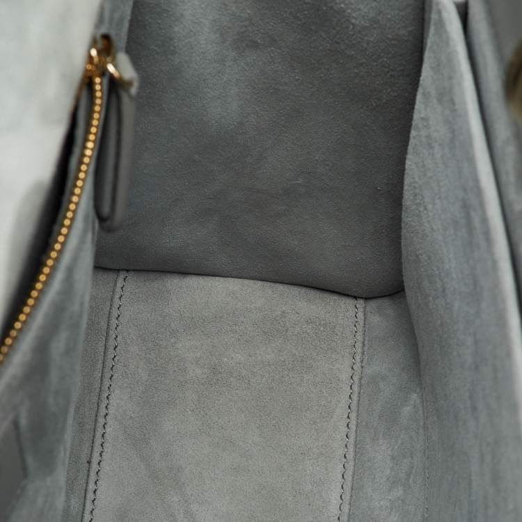 Pre Owned Dior Light Grey Cannage Leather Large Lady Dior Tote