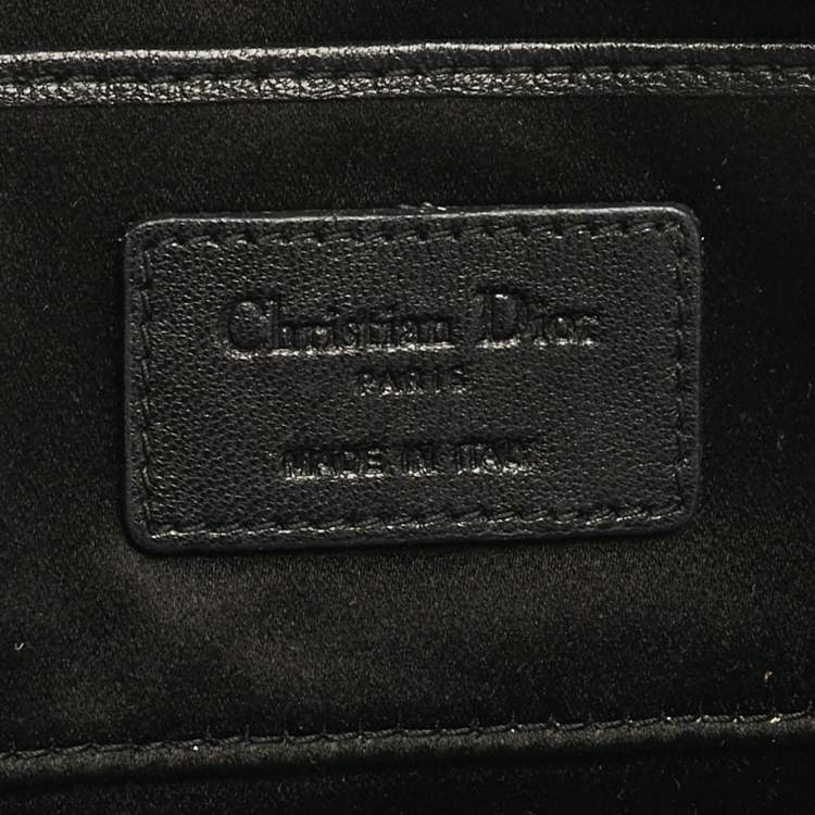 Pre Owned Dior Black Cannage Satin Crystals Lady Dior Chain Clutch