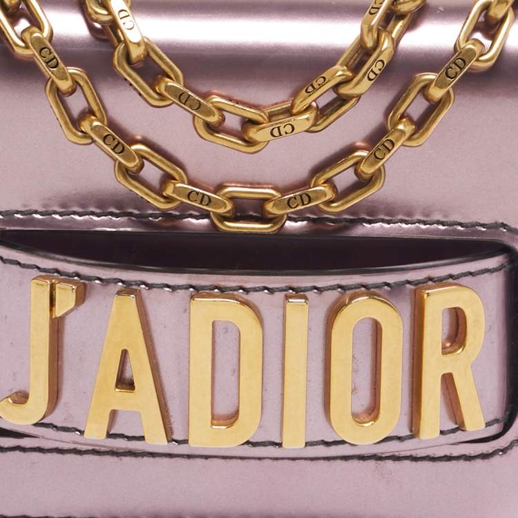 Pre Owned Dior Pink Patent Leather Mini J'Adior Chain Flap Bag
