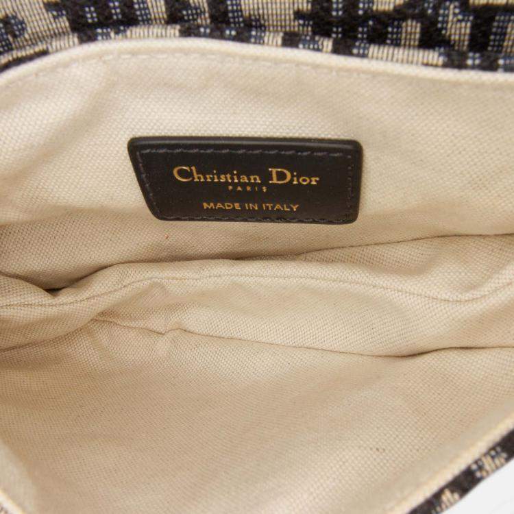 Pre Owned Dior Navy Blue Mini Oblique Canvas Saddle Bag