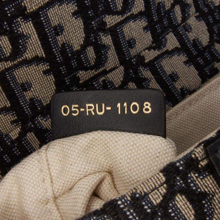 Pre Owned Dior Navy Blue Mini Oblique Canvas Saddle Bag