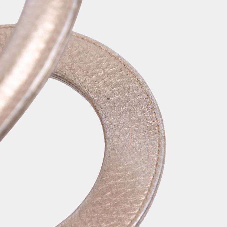 Pre Owned Dior Gold Small Metallic Grained Calfskin Cannage Supple Lady Dior