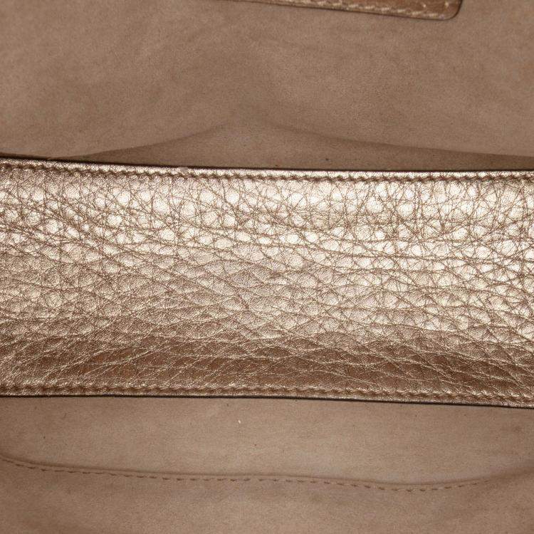 Pre Owned Dior Gold Small Metallic Grained Calfskin Cannage Supple Lady Dior