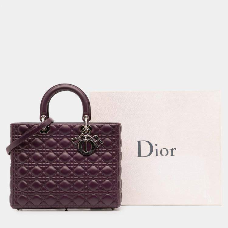 Pre Owned Dior Purple Large Lambskin Cannage Lady Dior