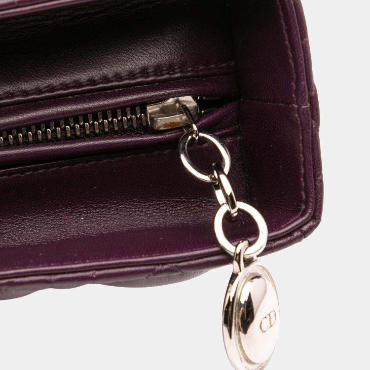 Pre Owned Dior Purple Large Lambskin Cannage Lady Dior