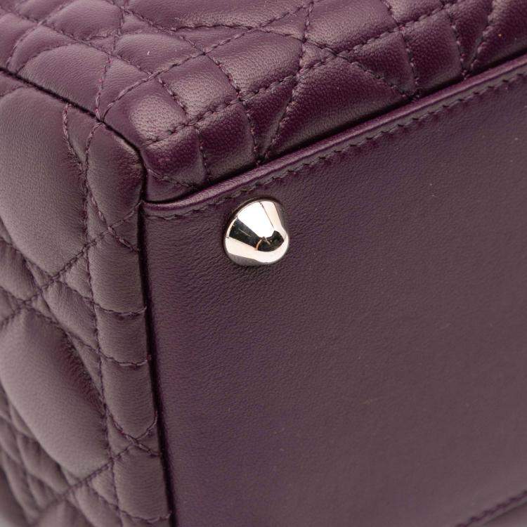 Pre Owned Dior Purple Large Lambskin Cannage Lady Dior