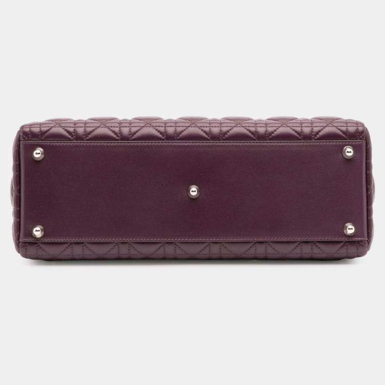 Pre Owned Dior Purple Large Lambskin Cannage Lady Dior