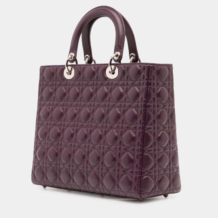 Pre Owned Dior Purple Large Lambskin Cannage Lady Dior