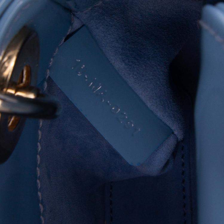 Pre Owned Dior Blue Micro Patent Cannage Lady Dior