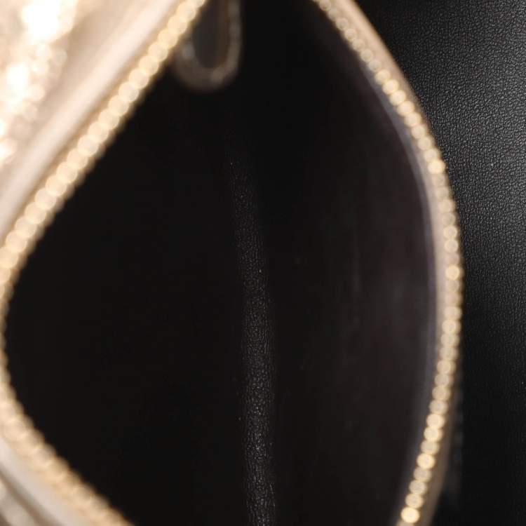 Pre Owned Dior Ombre Gold Microcannage Patent Leather Medium Lady Dior Tote 