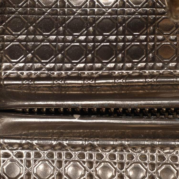 Pre Owned Dior Ombre Gold Microcannage Patent Leather Medium Lady Dior Tote 