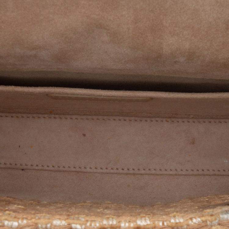 Pre Owned Dior Brown Medium Tweed Cannage Lady D Joy