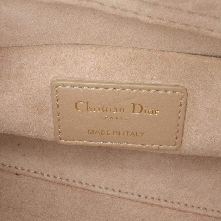 Pre Owned Dior Brown Medium Tweed Cannage Lady D Joy