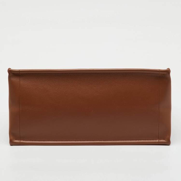 Pre Owned Dior Brown Macrocannage Leather Medium Book Tote